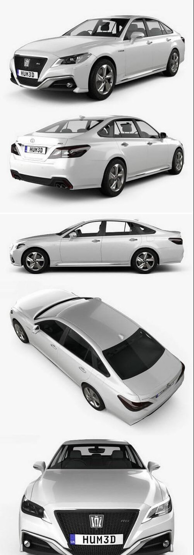 丰田皇冠 RS Advance 2018 轿车汽车3D模型下载 (MAX,3DS,FBX,OBJ,C4D,LWO)