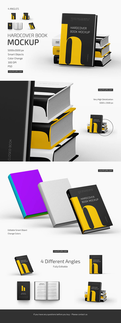 精装书封面设计样机套装 (psd)