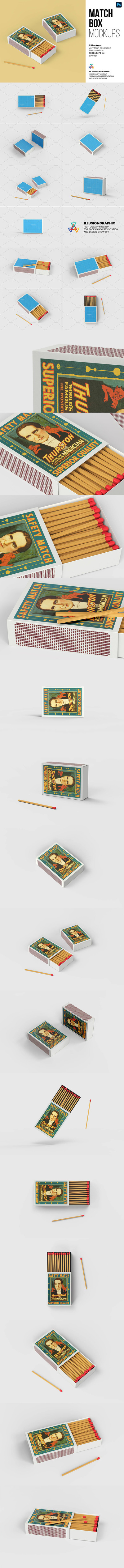 多角度展示火柴盒样机 (psd)