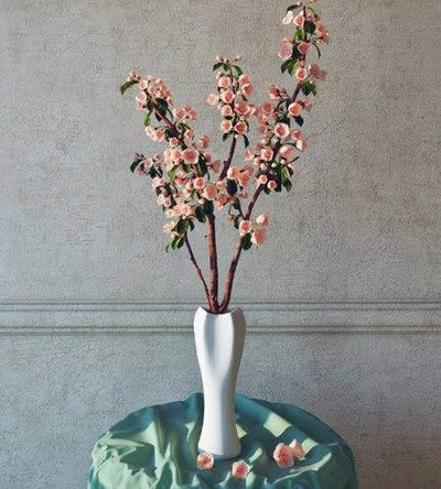 花瓶中的粉色桃花枝3D模型（OBJ,MAX）