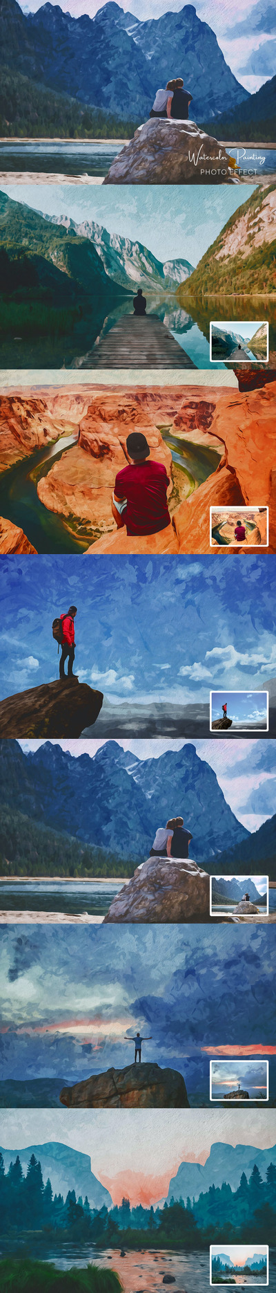 高品质的水彩画照片效果photoshop动作预设