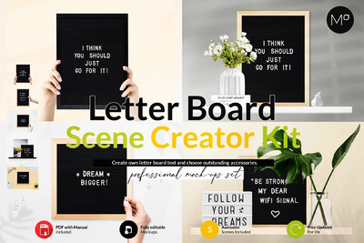 黑板字母板框架场景样机套件[1.12GB,PSD]