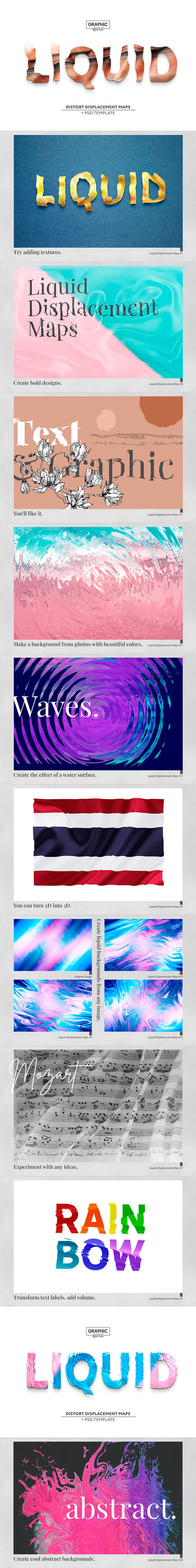 液体扭曲置换贴图效果模板 (psd)