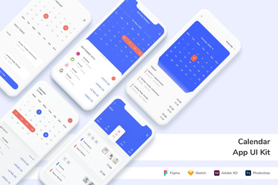 日历 App UI Kit (FIG,PSD,SKETCH,XD)