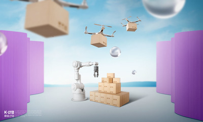 无人机快递配送海报素材 (psd)