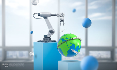 地球未来发展概念机械手海报素材 (psd)