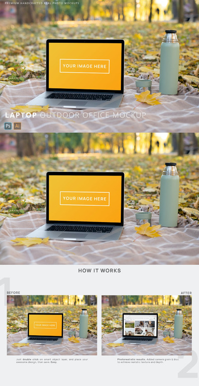 户外办公舒适秋季MacBook Pro模型(PSD,PDF)