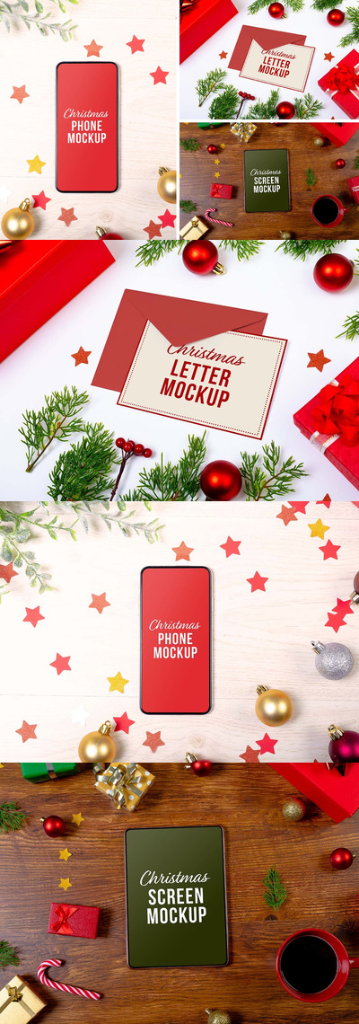 圣诞设备和信件模型集 (PSD)