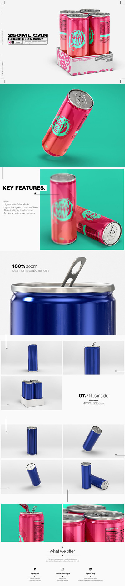 250ml碳酸饮料汽水罐样机 (psd)