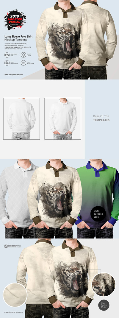 男士长袖Polo衫样机 (psd)