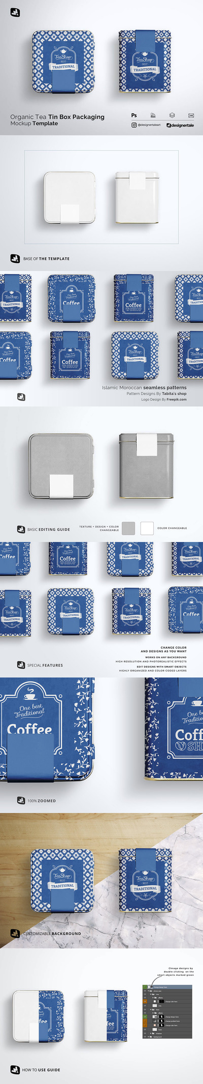 茶盒/铁盒包装设计样机 (psd)