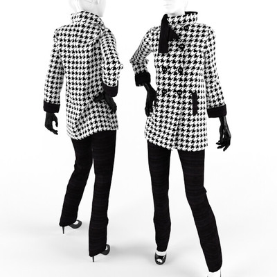 人体模特上的女士外套3D模型（OBJ,FBX,MAX）