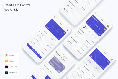信用卡管理 App UI Kit (FIG,PSD,SKETCH,XD)