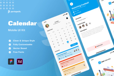 日历管理APP UI (XD,FIG)