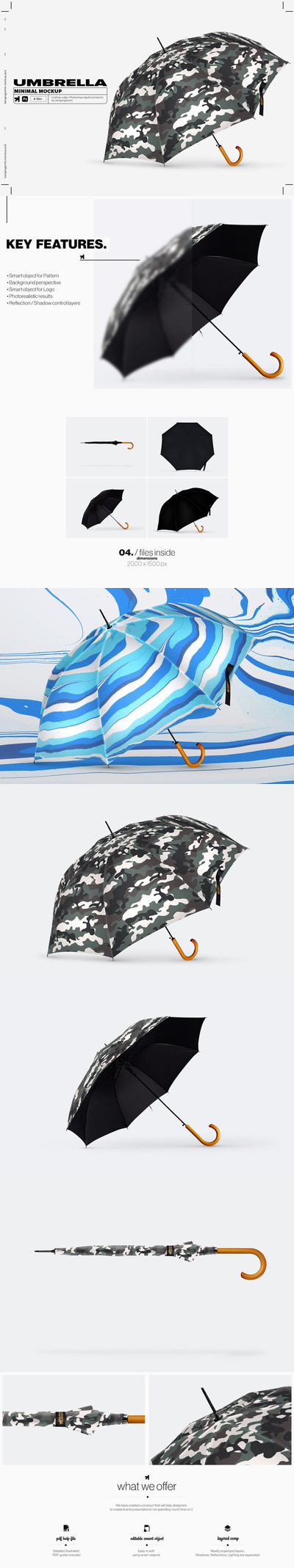 雨伞品牌/广告/图案设计样机 (psd)