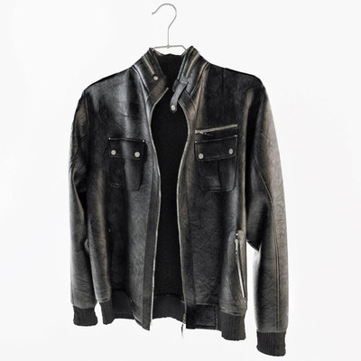 挂在衣架上的黑色皮夹克3D模型（OBJ,FBX,MAX）