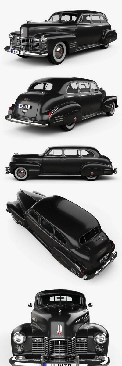 凯迪拉克 Fleetwood 75 touring sedan 1941 复古老爷车3D模型下载 (MAX,3DS,FBX,OBJ,C4D,LWO)