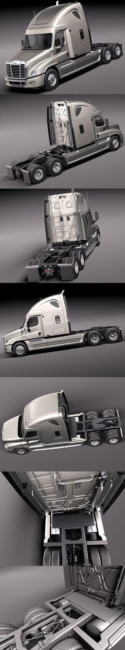 Freightliner Cascadia超大拖车美式重卡3D模型（OBJ,FBX,MAX）