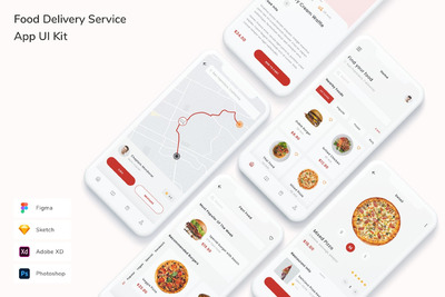 美食快餐外卖快递 App UI Kit (FIG,PSD,SKETCH,XD)