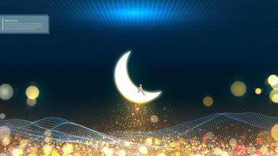 弯月散景波浪元宇宙空间海报背景素材 (psd)