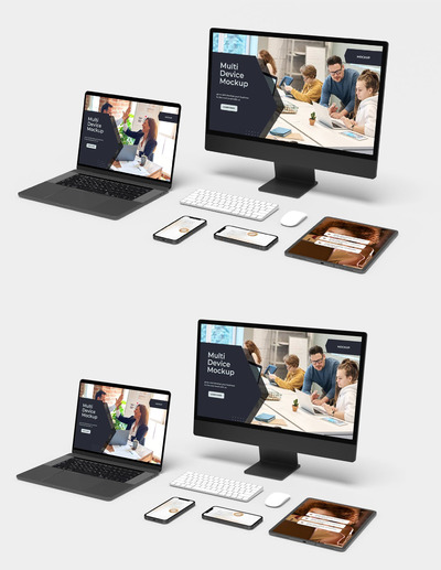 响应式自适应网站电脑手机设备展示样机下载 (PDF,PSD)