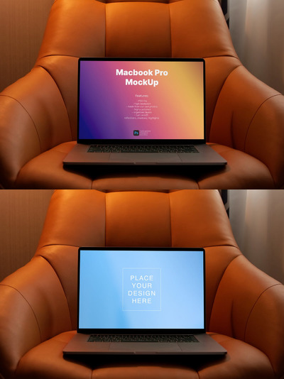 在家里场景的电脑笔记本展示样机下载 (PSD,PDF)