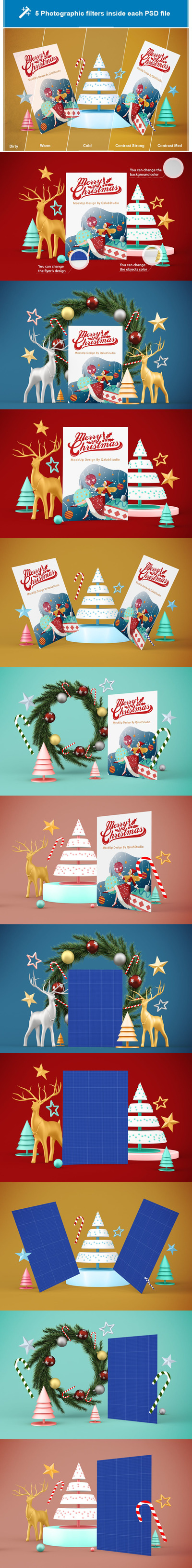 圣诞节海报样机 (PSD)