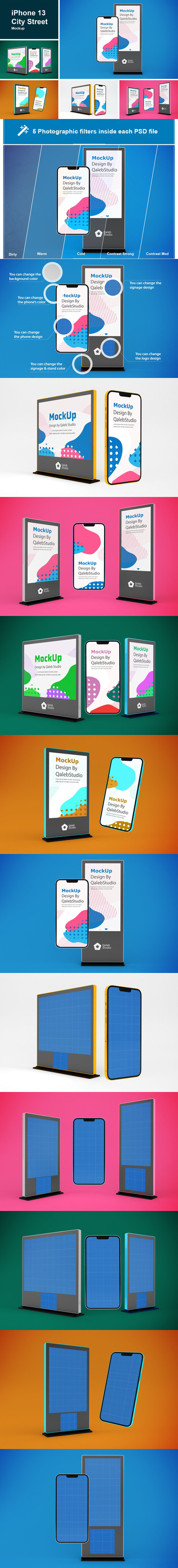 iPhone 13 手机UI设计展示样机 (PSD)