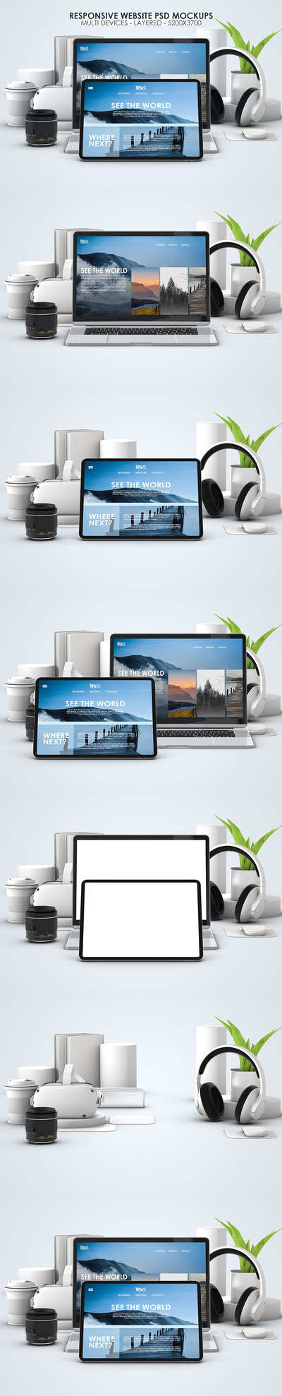 办公室场景的电脑笔记本桌面样机 (PSD)