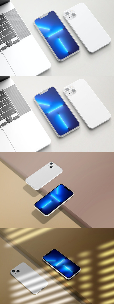 iPhone 13 电脑组合样机 (PSD,PDF)