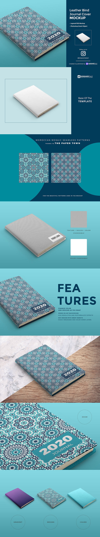 皮革装订杂志封面样机 (psd)