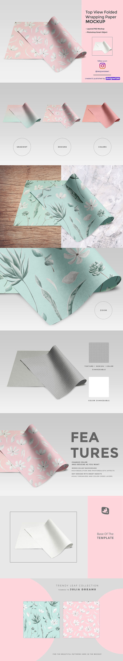 折叠包装纸图案设计样机 (psd)