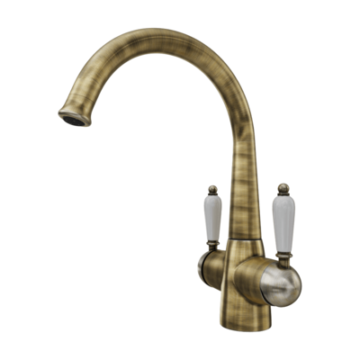 Okinawa古董黄铜色双手柄水龙头3D模型（OBJ,FBX,MAX）