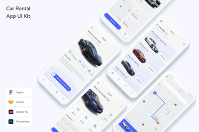 汽车租赁软件UI工具包(FIG,PSD,SKETCH,XD)
