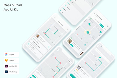 地图导航软件UI工具包(FIG,PSD,SKETCH,XD)