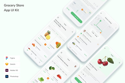 杂货店应用程序UI工具包(FIG,PSD,SKETCH,XD)