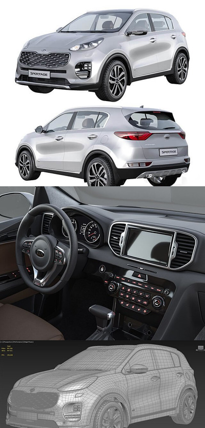 起亚 Sportage 2016 汽车越野车SUV 3D模型下载 (MAX,3DS,FBX,OBJ,C4D,LWO,TEX)