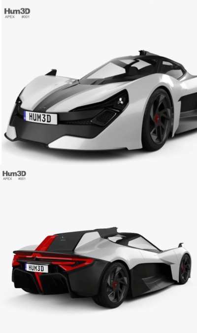 Apex AP-0 2020 3D 超级跑车模型下载（C4D,FBX,OBJ,MAX）