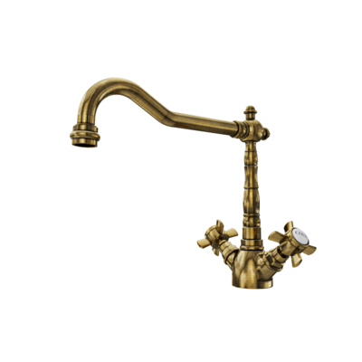 Tokigawa AB古董黄铜色双手柄螺旋式水龙头3D模型（OBJ,FBX,MAX）