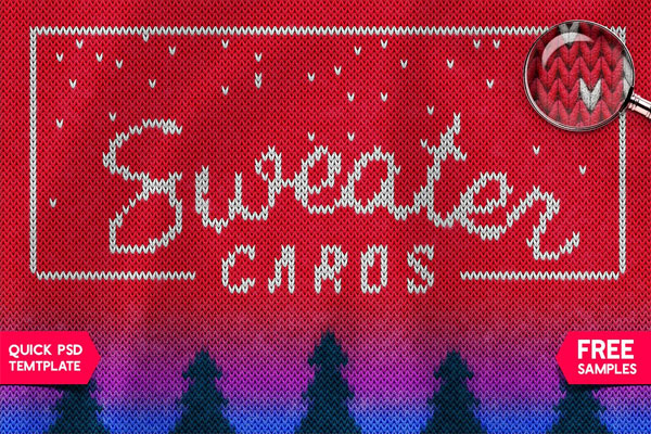 圣诞针织毛衣效果模板 (psd)