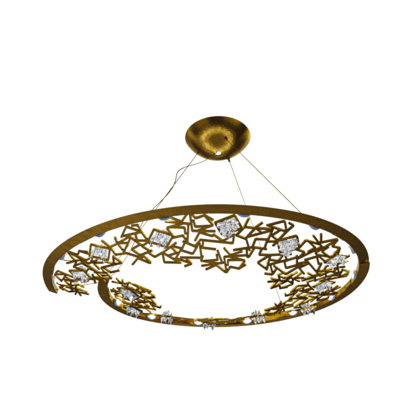 Amalgama Lampadario有水晶装饰的金色环形吊灯3D模型（OBJ,FBX,MAX）