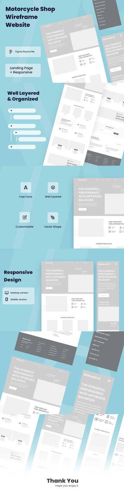 响应式摩托车电商网页线框图网页模版下载 (FIG)