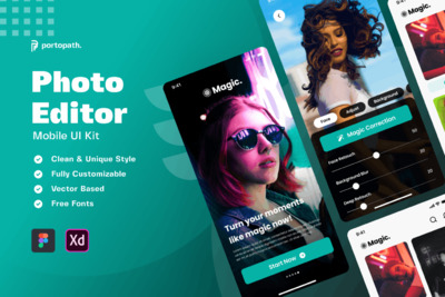 照片编辑 APP UI KITs (XD,FIG)