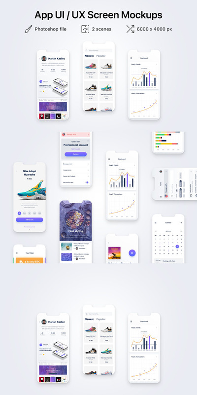 高品质的手机APP UI样机展示模型mockups