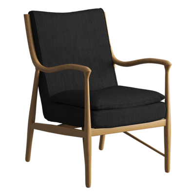 Martha Graphite Natural实木边框黑色布艺软垫扶手椅3D模型（OBJ,FBX,MAX）