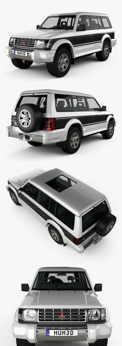 三菱 Pajero Wagon 5door 1991 老款越野车汽车3D模型下载 (MAX,3DS,FBX,OBJ,C4D,LWO)