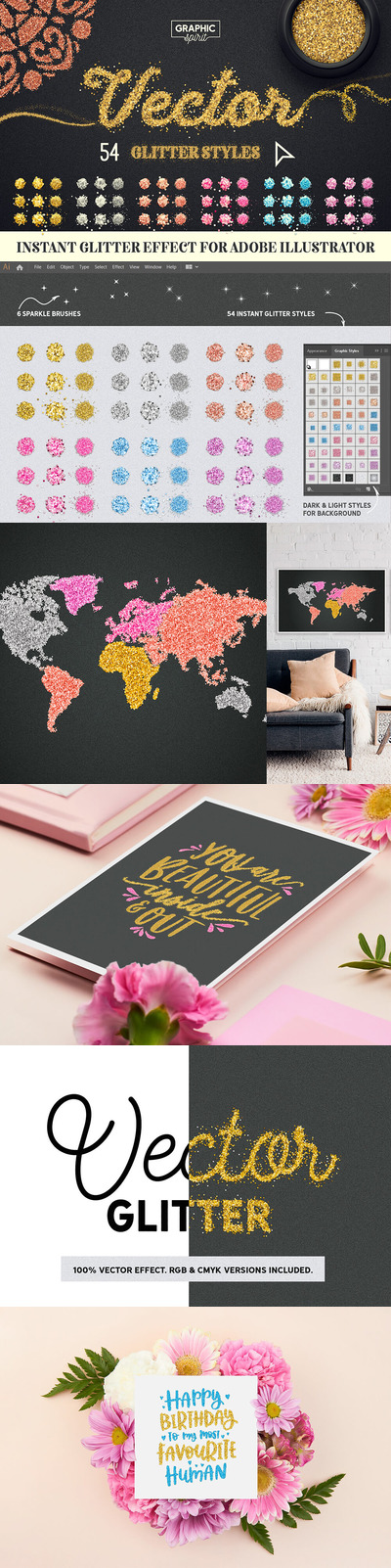 用于Adob​​e Illustrator的矢量闪光效果 (ai)