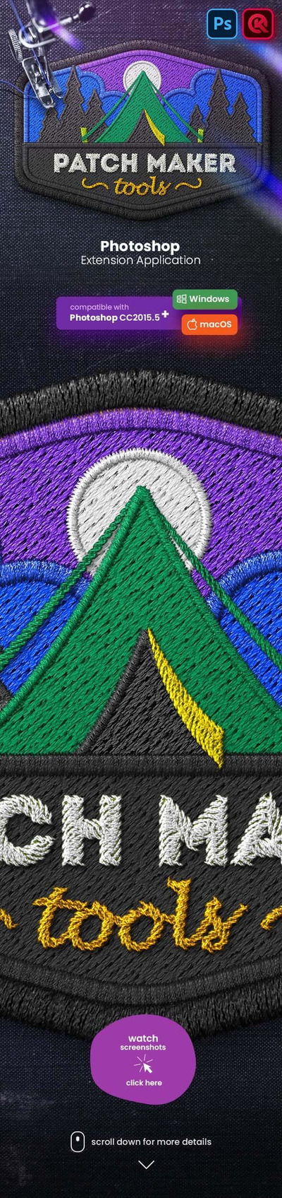 刺绣补丁制作工具PS组件 (psd,asl,jsx)