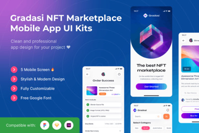 NFT市场移动端UI Kits (FIG,SKETCH,XD)
