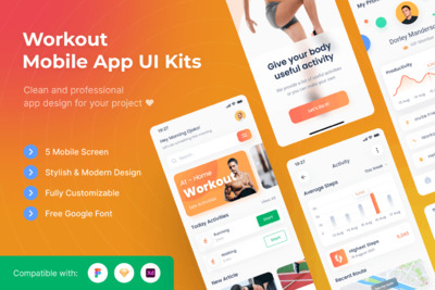 运动训练  App UI Kits (FIG,SKETCH,XD)